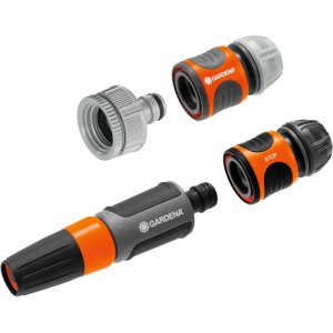 Gardena Reinigungs-Set: Spritze, Hahn-, Schlauchverbinder & Wasserstopp für Gartenschläuche.