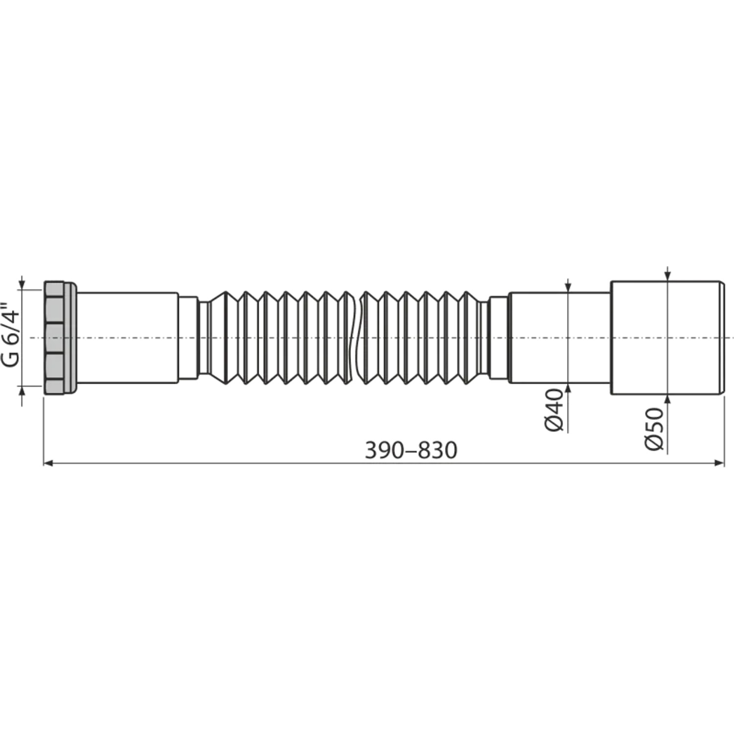 Alcadrain A780 Flexianschluss Metallmutter 6/4" x 40/50 mm_2