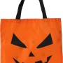 Orange Halloween-Tasche mit Kürbis-Gesicht und LEDs, 32x34x1 cm.
