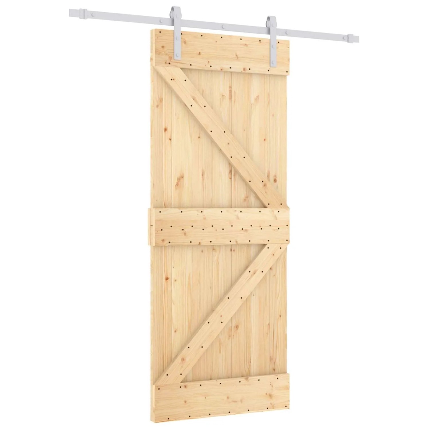 vidaXL Schiebetür Natur und Weiß 85 x 210 cm Massivkiefer 3444930