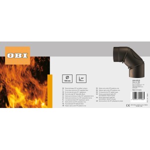 Firefix Rauchrohrbogen 90° schwarz, Ø 150 mm, verstellbar für Kaminöfen.