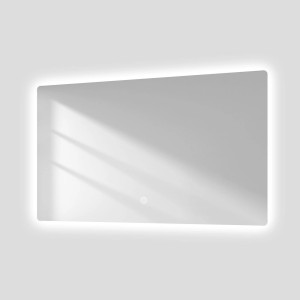 Rechteckiger Emke Badspiegel 100x60 cm mit LED-Beleuchtung und Touchschalter.