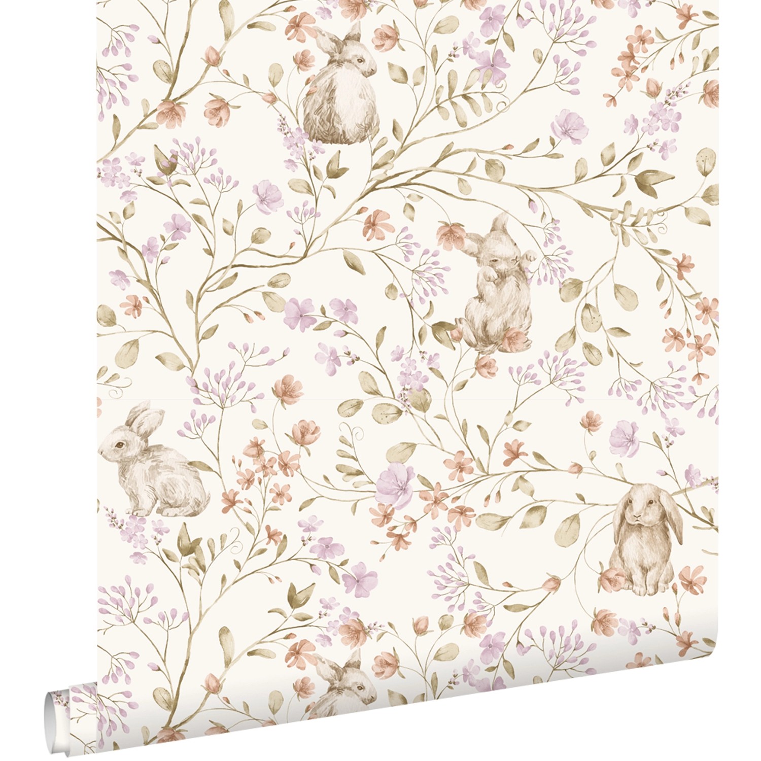 ESTAhome Tapete Kaninchen Helllila Grün und Beige 50 x 900 cm günstig online kaufen
