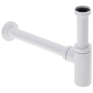 Kronenbach Design-Siphon Lima 2.0, rund, weiß matt, Universalanschluss für Waschbecken.