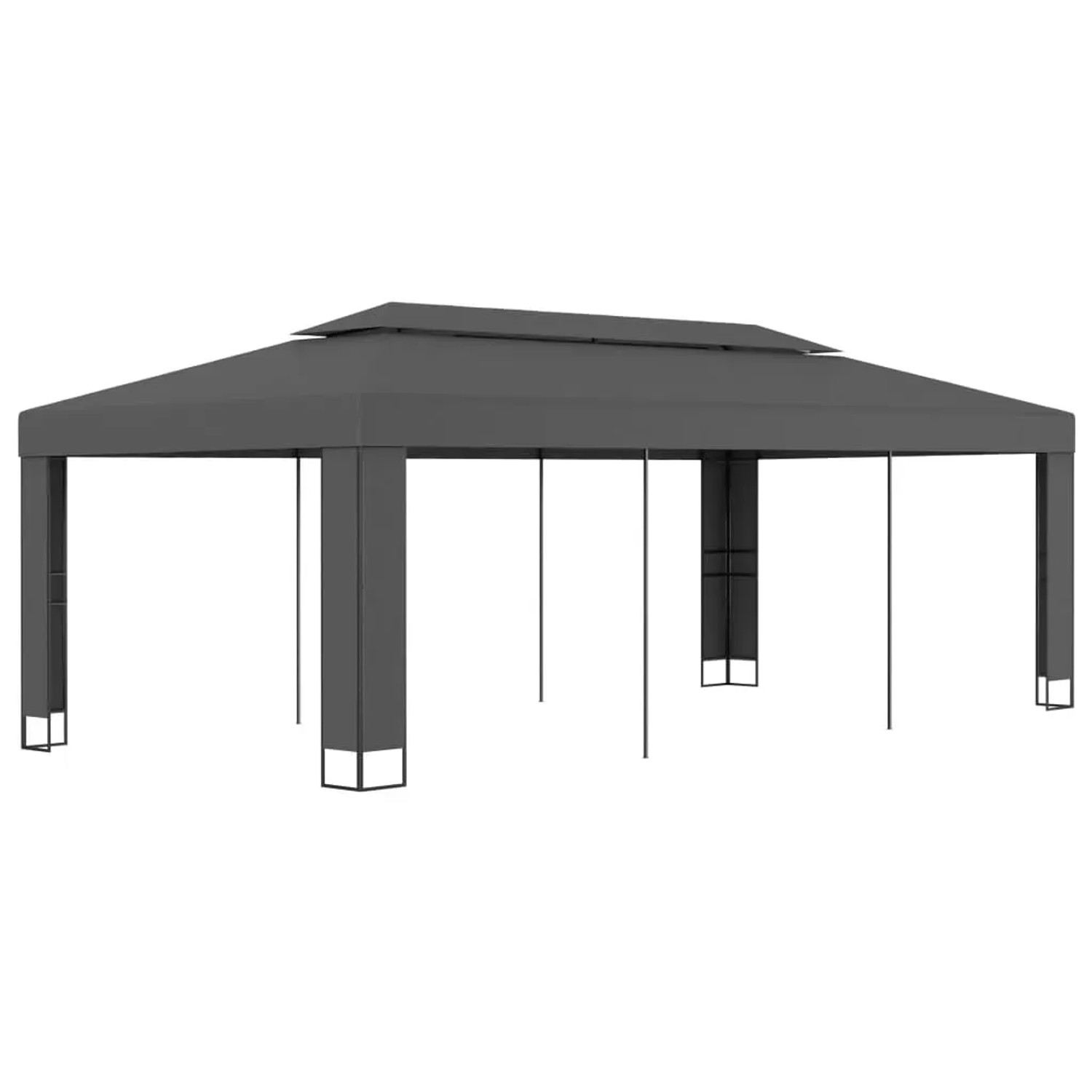 Anthrazitfarbener vidaXL Pavillon 3x6m mit Doppeldach für Garten & Outdoor-Events.