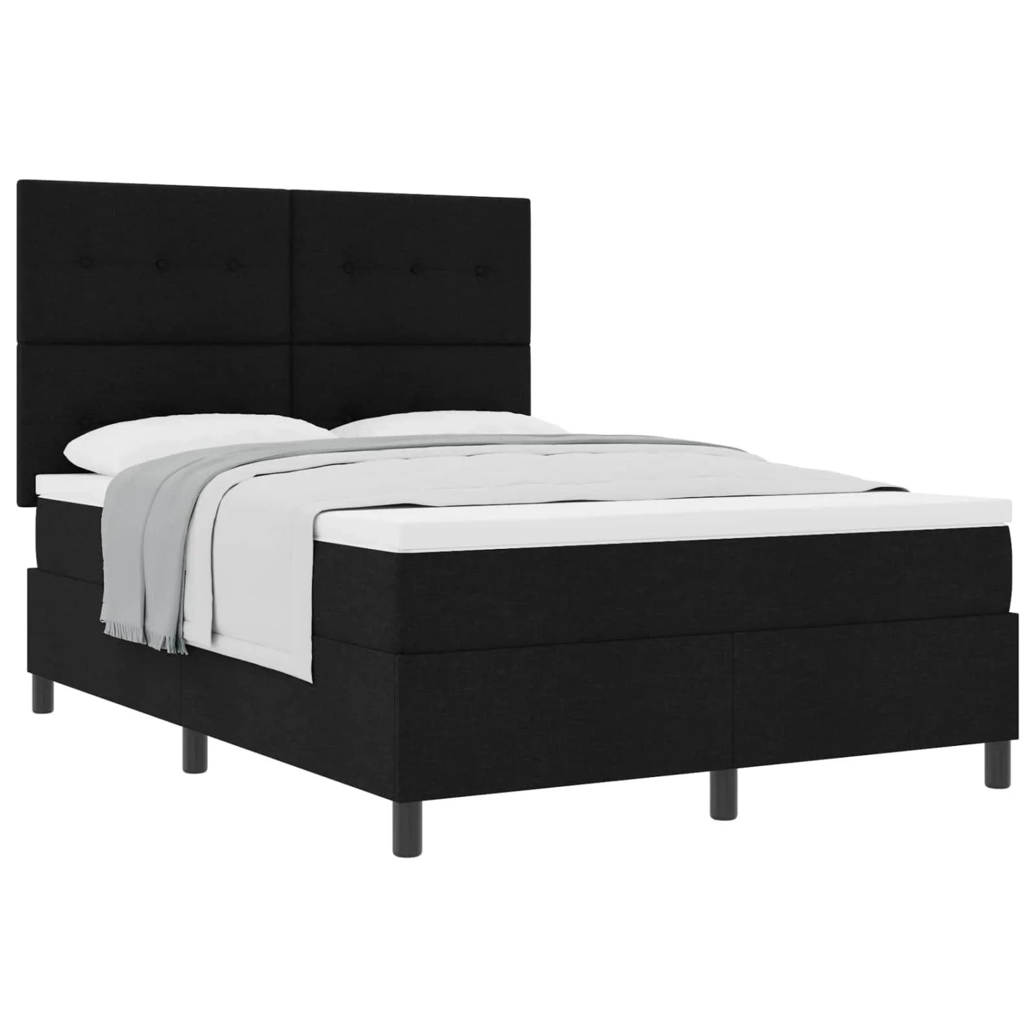 vidaXL Boxspringbett mit Matratze Schwarz 140 x 200 cm Stoff 3339394
