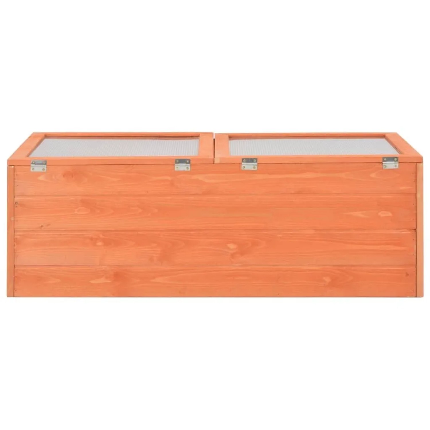 Rechteckiges Holz-Frühbeet mit zwei transparenten PC-Platten, 100x50x34 cm, für Garten und Anzucht.