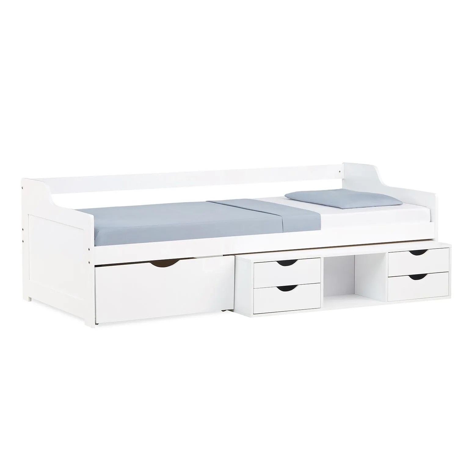 Homestyle4u Funktionsbett 90x200 cm in Weiß mit Lattenrost 1422