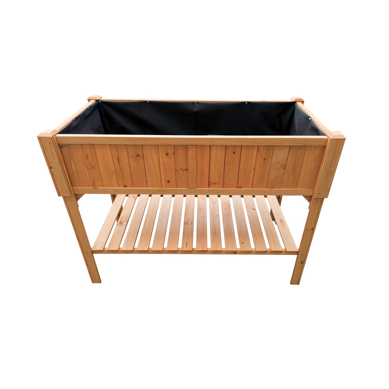 Coemo Kräuterbeet aus Holz mit Pflanzfolie, 120x60x90 cm, mit Ablage.