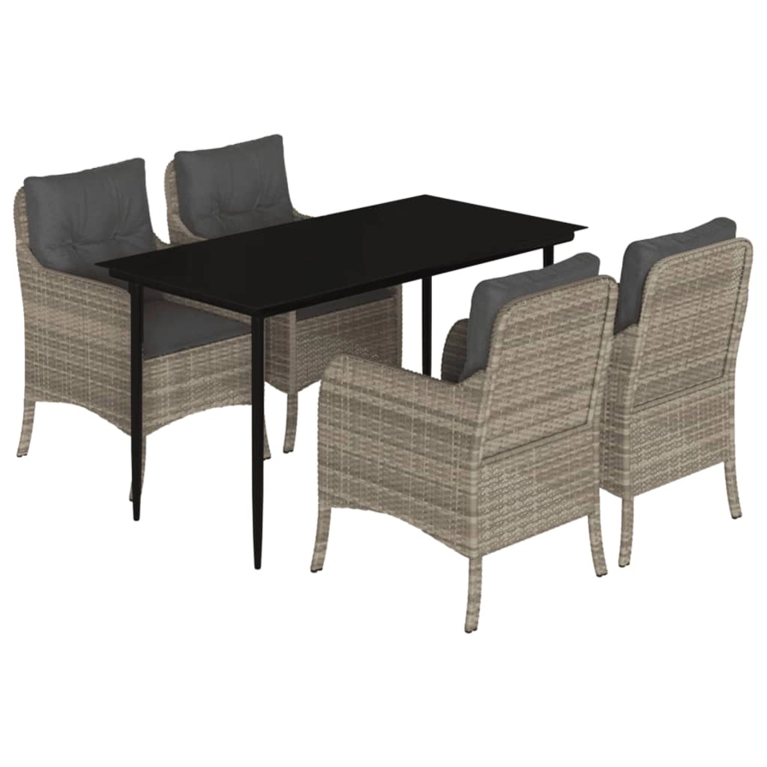 vidaXL 5-Tlg Garten-Essgruppe mit Kissen Hellgrau Poly Rattan 3211992 günstig online kaufen