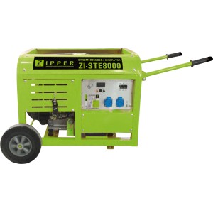 Zipper Stromerzeuger Benzin 8 kW ZI-STE8000 mit Fahrwerk und E-Start.