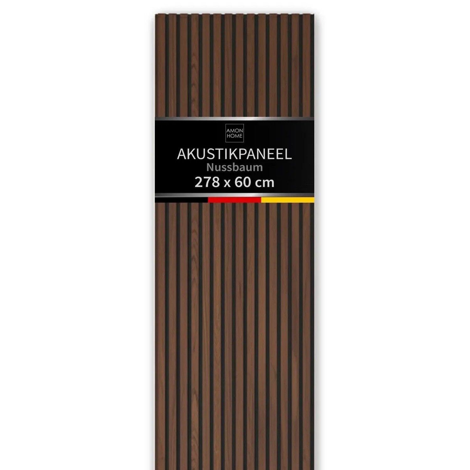 Aluverbund24 Akustik-Wandpaneel Slim 278x60cm Nussbaum Holz Akustikpaneele Wandverkleidung Dunkle Holzlamellen Wand
