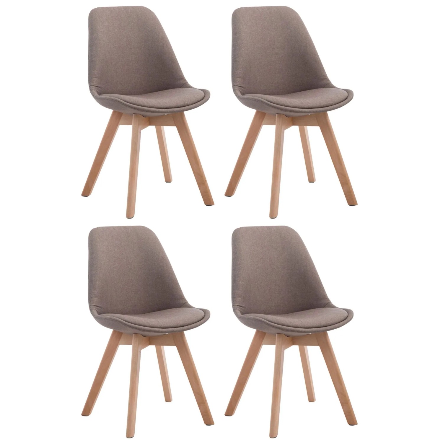 CLP 4er Set Besucherstühle Borneo V2 Stoff Taupe/Natura