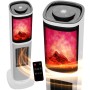 Weißer TroniTechnik Turmheizer mit Flammeneffekt, Keramik, 2000W, mit Fernbedienung.
