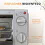 HOMCOM Minibackofen: Detailaufnahme des Bedienfelds mit Temperatur- und Timer-Einstellung.