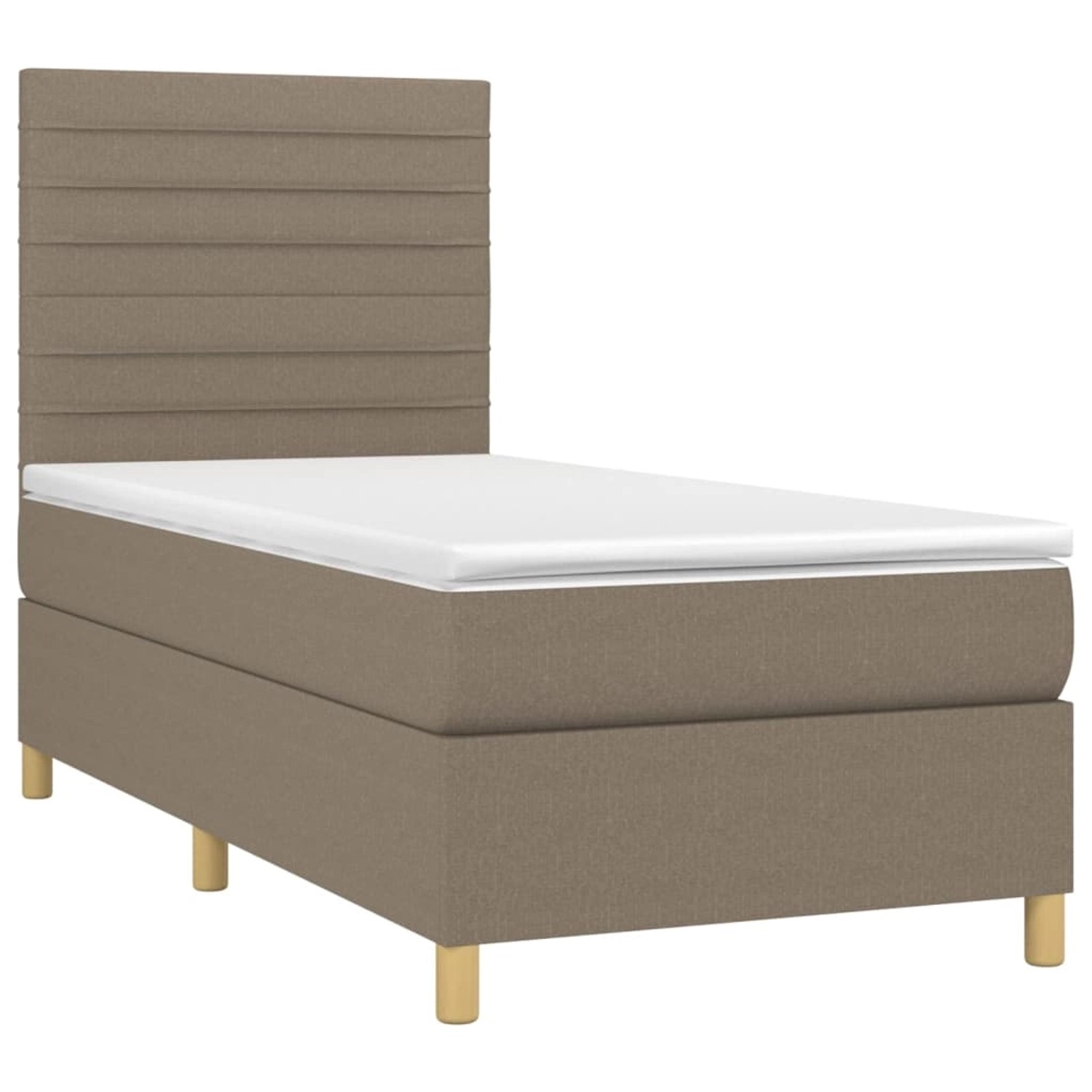 Boxspringbett Taupe 100x200 cm mit Matratze und Kopfteil.