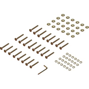 Montageset für Bistro Balkonset, 73-teilig: Schrauben, Unterlegscheiben, Federringe und Inbusschlüssel.