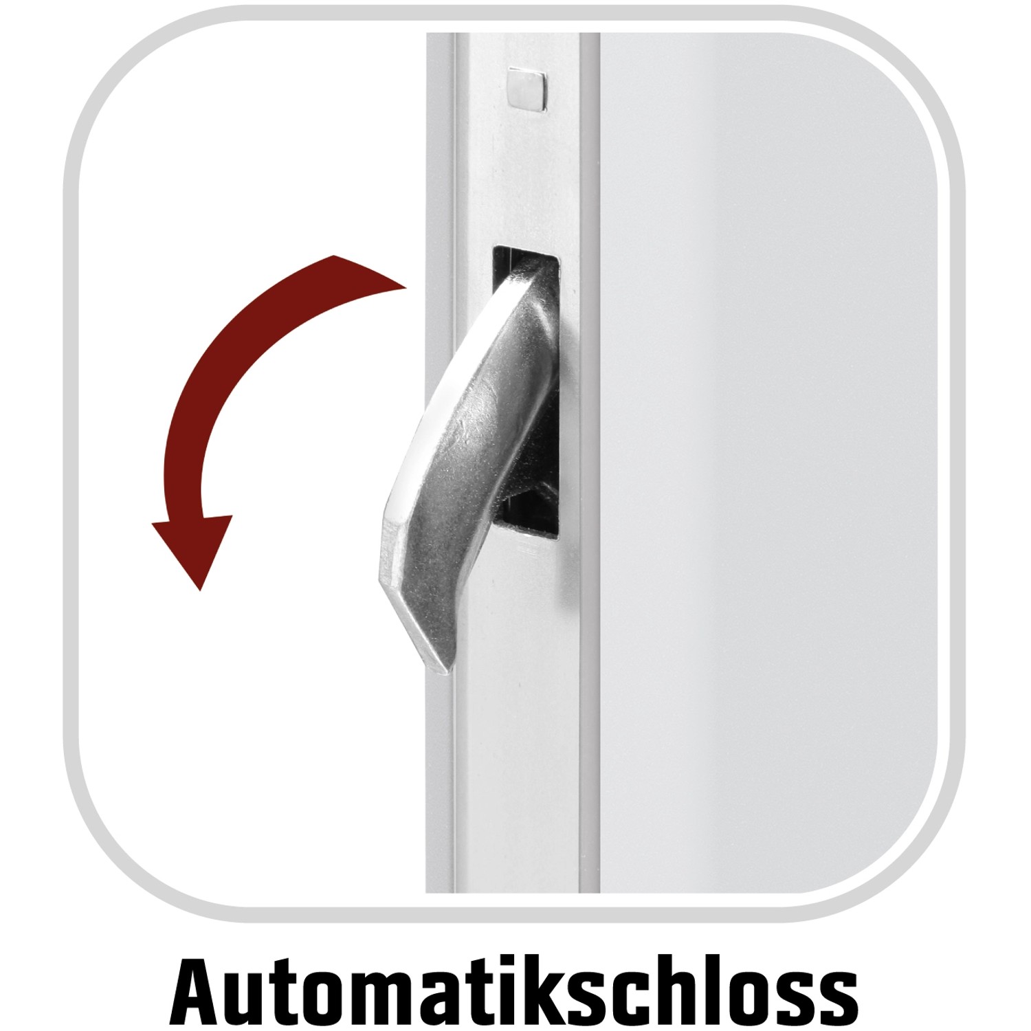 Detailaufnahme: Automatikschloss der weißen Sicherheits-Haustür ThermoSpace Milano Prime RC2.