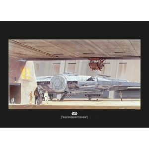 Komar Star Wars Wandbild: Millennium Falke im Hangar mit Crew, 70x50 cm.
