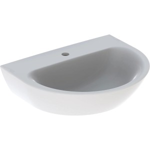 Geberit Renova Waschtisch, 60 cm, Weiß mit KeraTect Beschichtung, Hahnloch, ohne Überlauf.