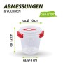 Bestlivings Frischhaltebox 0,64L für Joghurt, rot, mit Maßen. Vorratsdose für Lebensmittel.