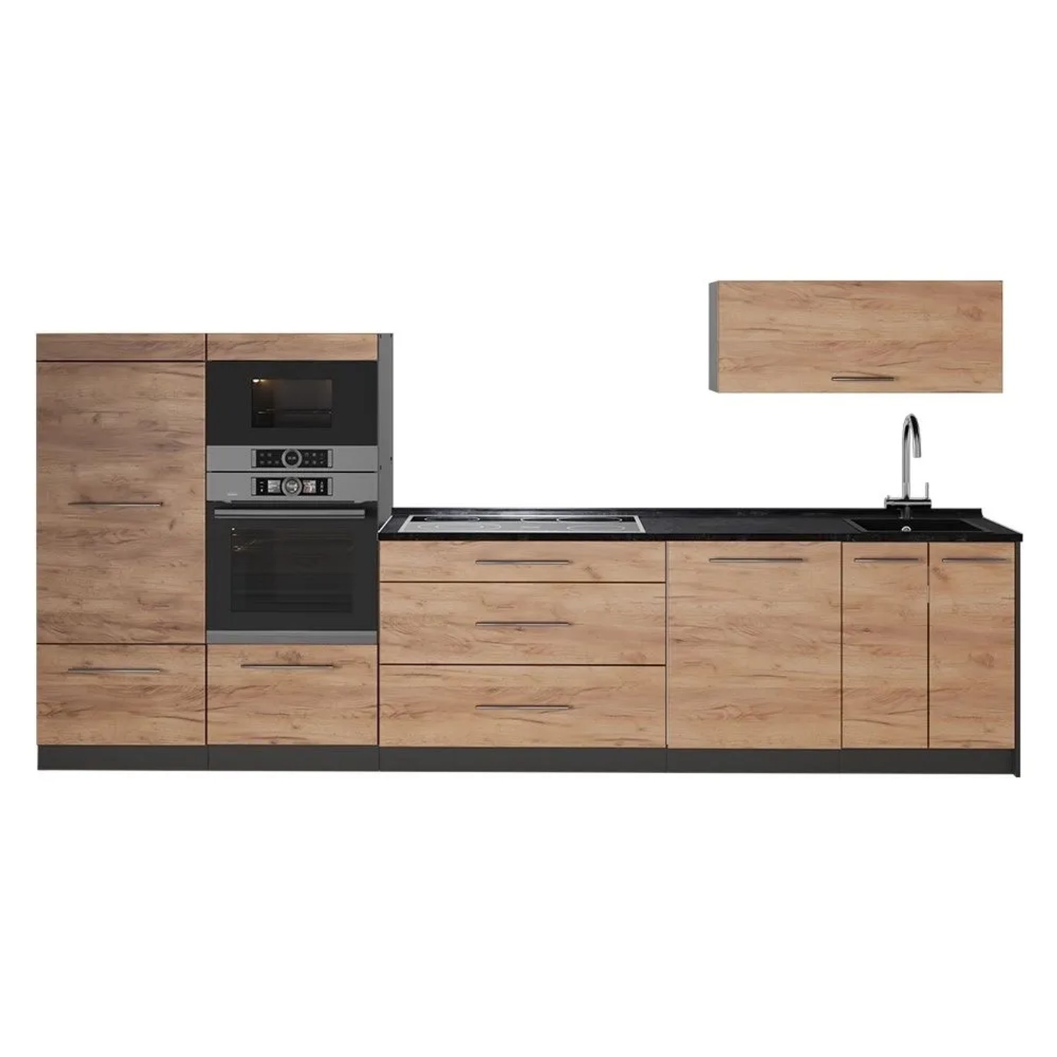 Vicco Küchenzeile Fame-Line Goldkraft Eiche/Anthrazit 340 x 154 AP Anthrazit Art Nr 64482