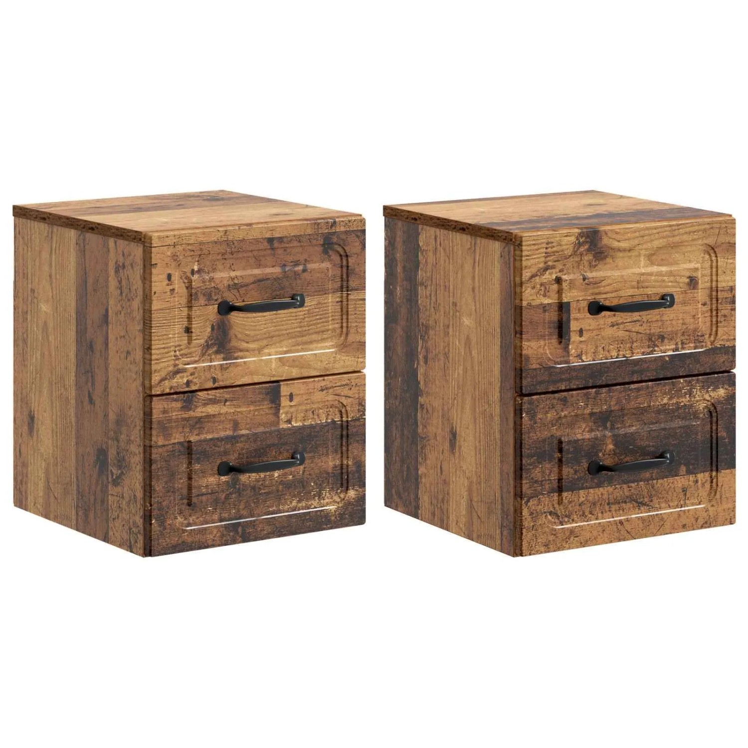 vidaXL Wandmontierter Nachttisch 2 Stk Altholz 34,5 x 33 x 40 cm 899332