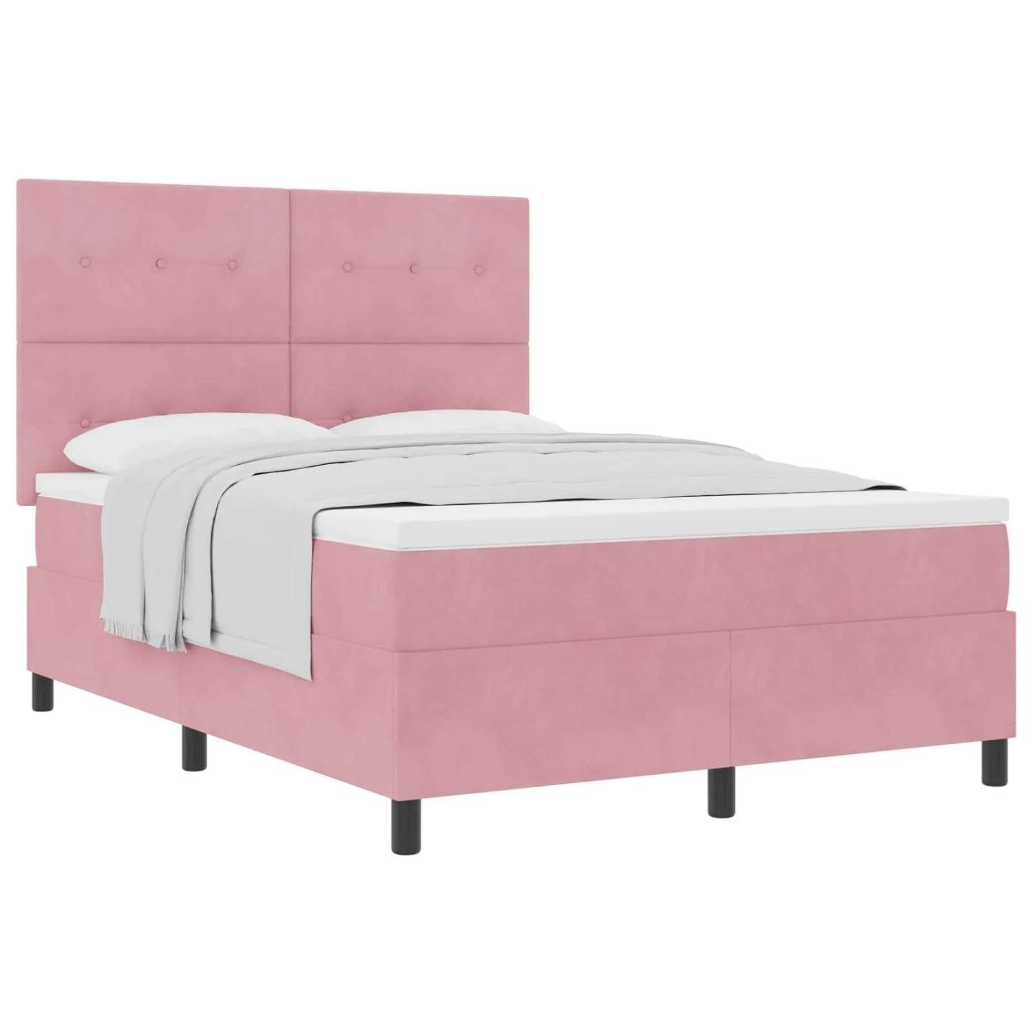 vidaXL Boxspringbett mit Matratze mit Kopfteil Rosa 160 x 200 cm Samt 3339847