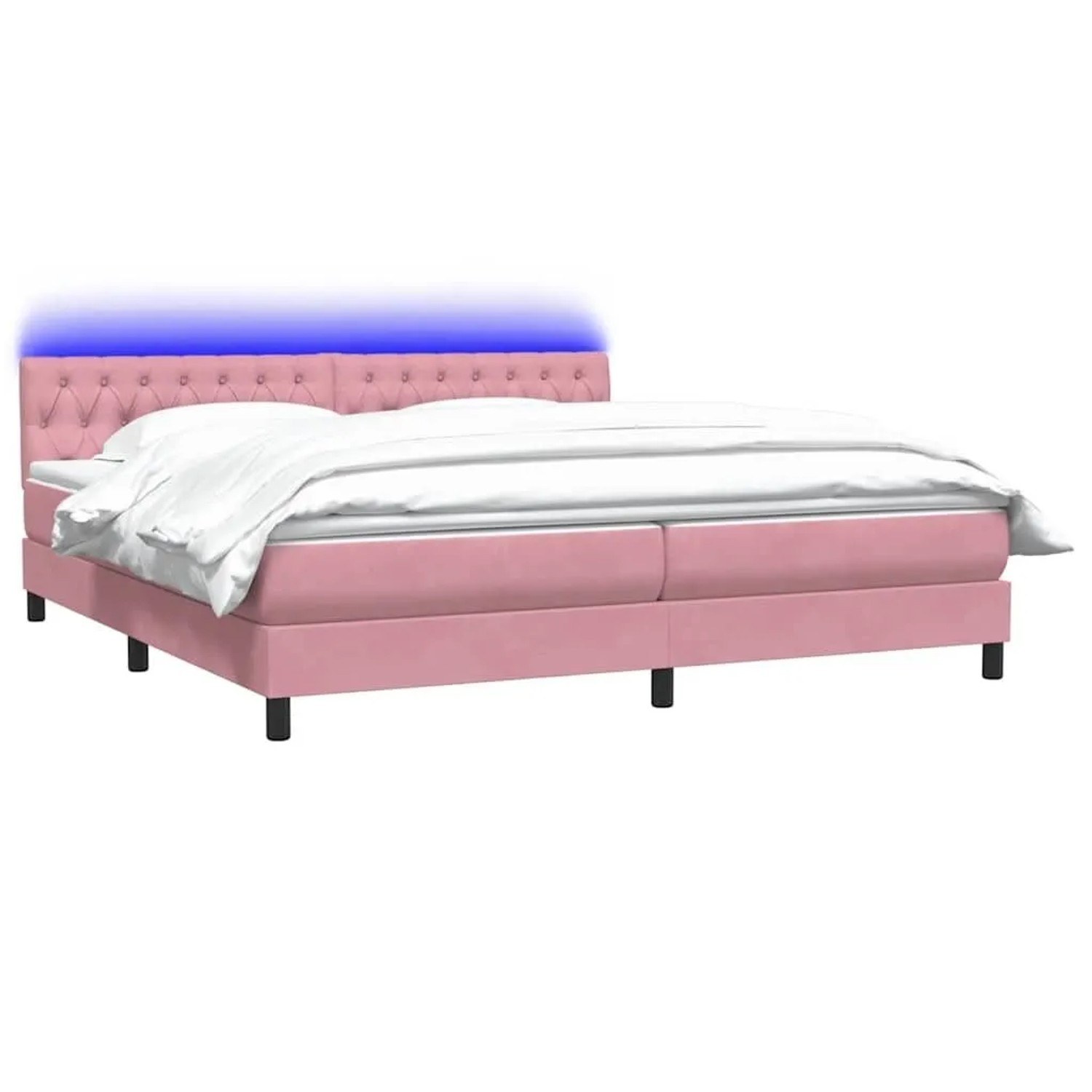vidaXL Boxspringbett mit Matratze und LED Rosa 180x210 cm Samt 3317186