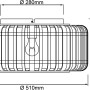 Skizze der schwarzen Brilliant Woodrow Deckenleuchte (Ø 51cm) mit Maßangaben.