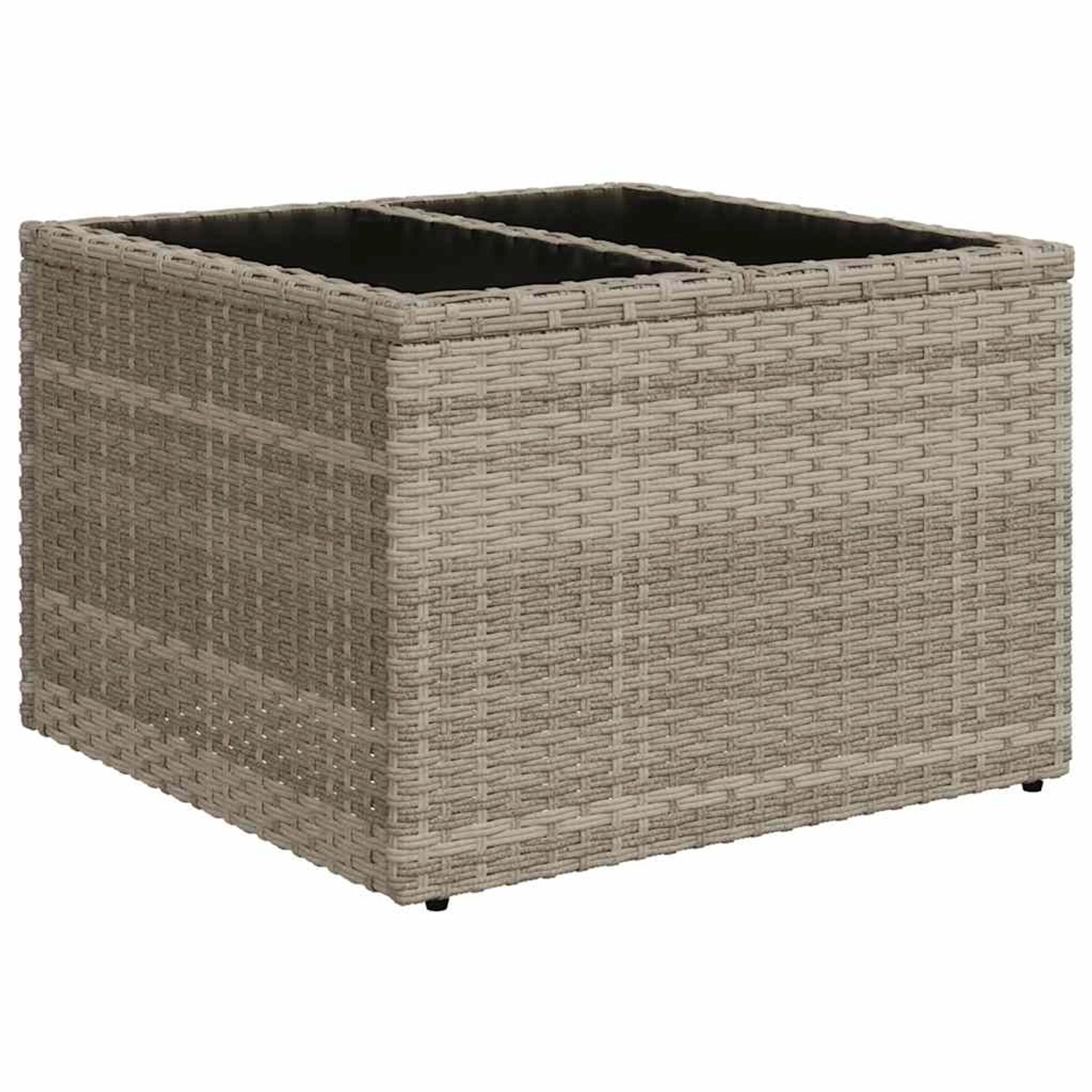 Hellgrauer vidaXL Gartentisch aus Polyrattan, Teil der 11-tlg. Sofagarnitur.