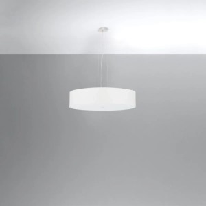 Weißer Sollux Lighting Kronleuchter Skala 50, Stoffschirm, minimalistisch.