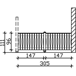 Technische Zeichnung: Skan Holz Seitenwand Balkonschalung 305x96 cm, Fichte schiefergrau, Maße
