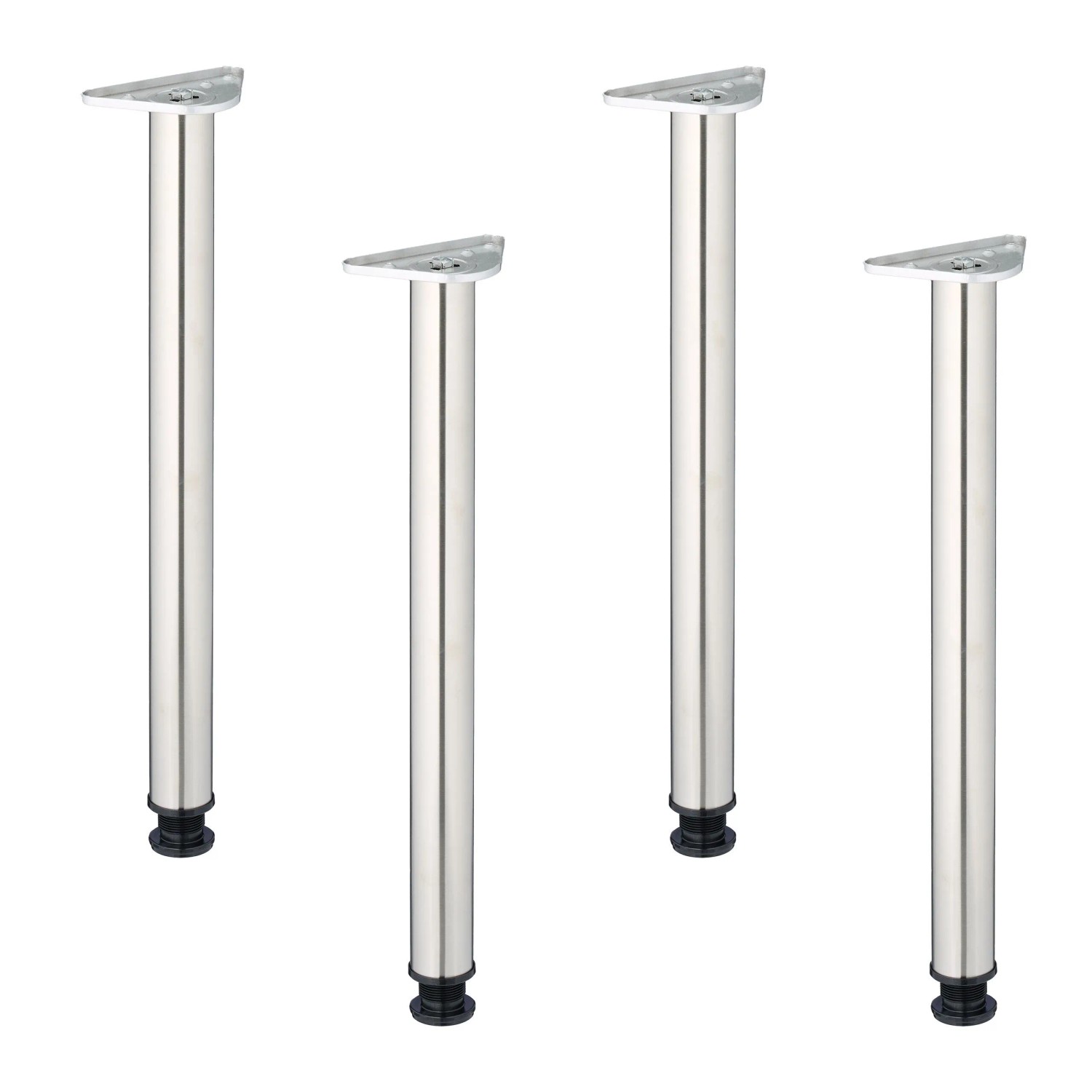 Relaxdays Tischbeine 4er Set Edelstahl Silber Höhenverstellbar 71 cm x 6 cm