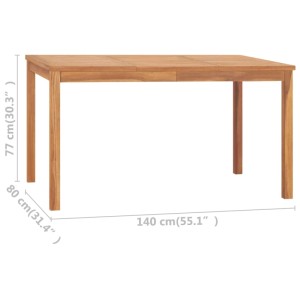 Garten-Esstisch aus Teakholz, 140x80 cm, ideal für Garten und Terrasse.
