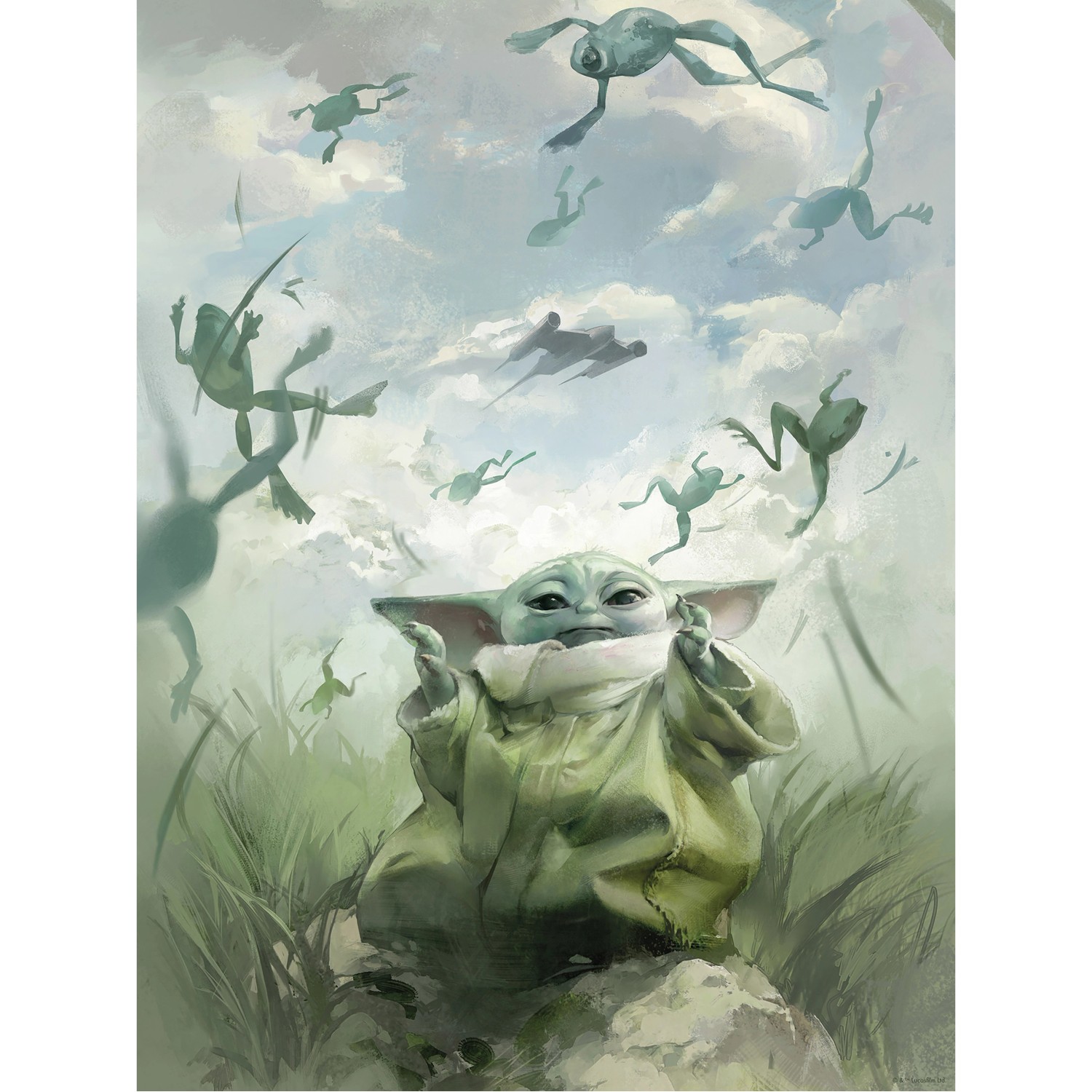Komar Wandbild Star Wars The Mandalorian Grogu Frogs 30 cm x 40 cm Blau günstig online kaufen
