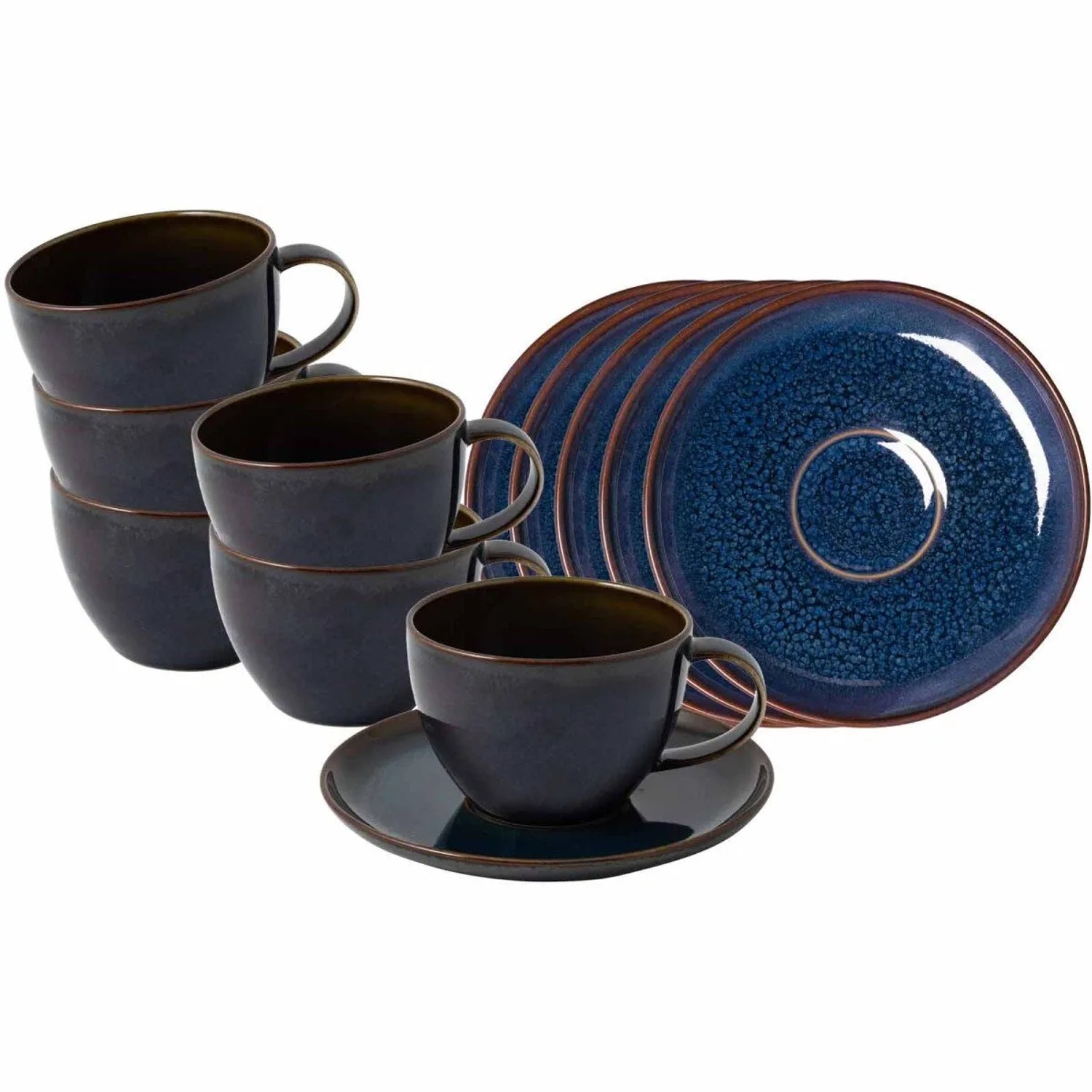 like. by Villeroy & Boch Crafted Kaffeetassen mit Untertassen 6er Set  Denim