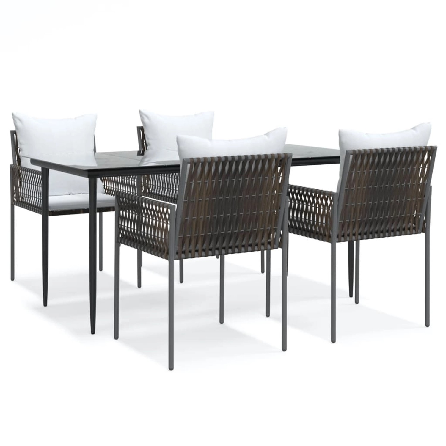 vidaXL 5-Tlg Garten-Essgruppe mit Kissen Poly Rattan und Stahl 3187057