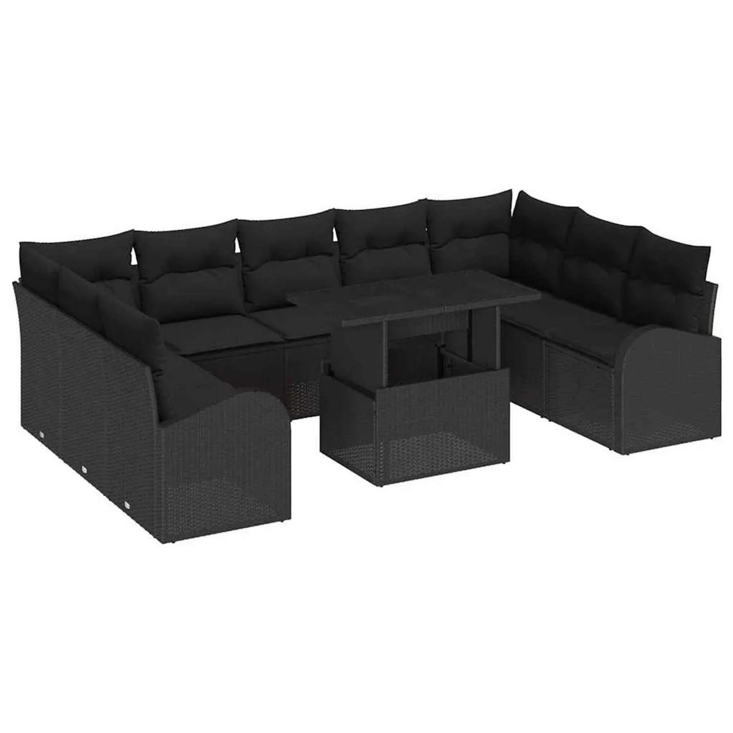 vidaXL Sofa Set mit Kissen 10-Tlg Schwarz Poly-Rattan 3348709 günstig online kaufen