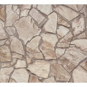 A.S. Création Vliestapete in Braun mit Bruchsteinmauer Design für Wandgestaltung.