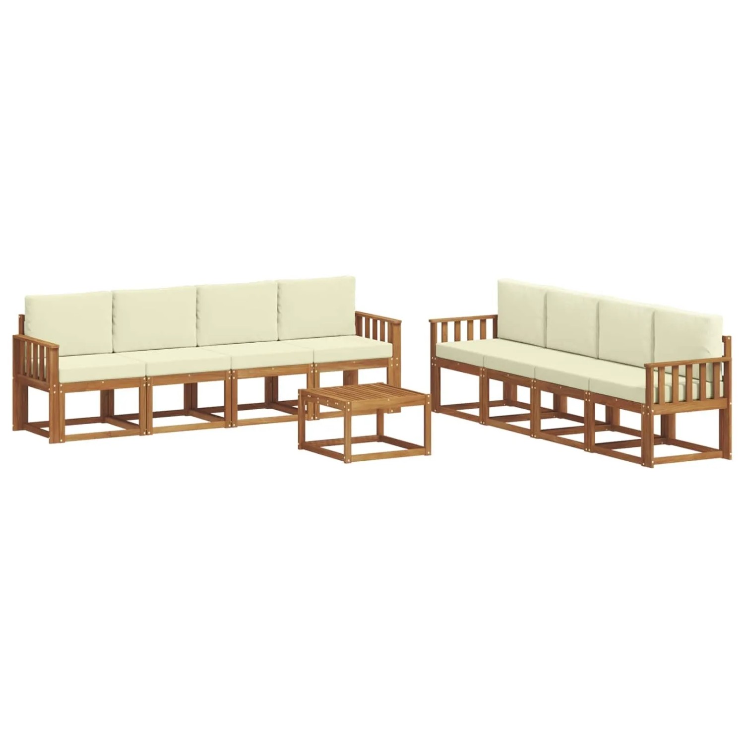 vidaXL Outdoor-Sofagarnitur 9 Stk Natur und Creme Massivholz Akazie 3366178