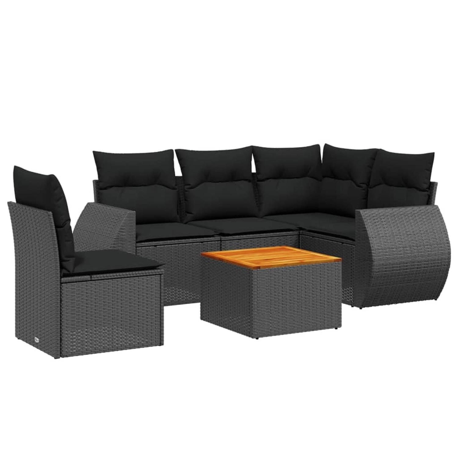 vidaXL 6-Tlg Garten-Sofagarnitur mit Kissen Schwarz Poly Rattan 3225005 günstig online kaufen