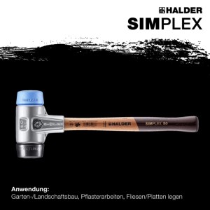 Halder Simplex Schonhammer Ø 50 mm TPE-soft Blau   Gummi Schwarz mit Aluminiumgehäuse