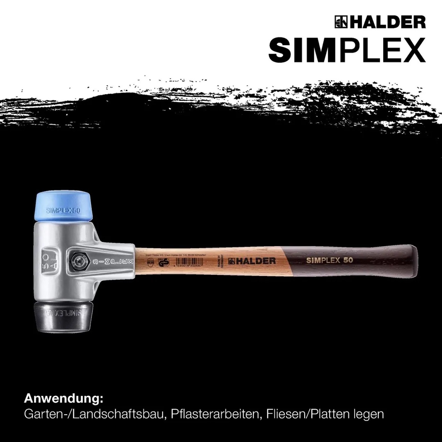 Halder Simplex Schonhammer Ø 50 mm TPE-soft Blau   Gummi Schwarz mit Aluminiumgehäuse_2