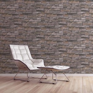 Bricoflor Vliestapete in 3D Optik Bruchstein Grau Braun für Wohnzimmer und Küche.