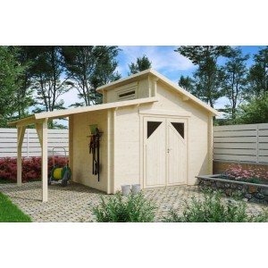 Fjordholz Gartenhaus Modell Varianta 44 C +SD Naturbelassen Halbglastür