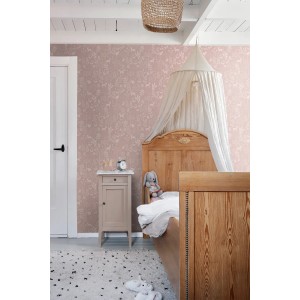 ESTAhome Tapete Wald mit Waldtieren Altrosa 53 cm x 10.05 m