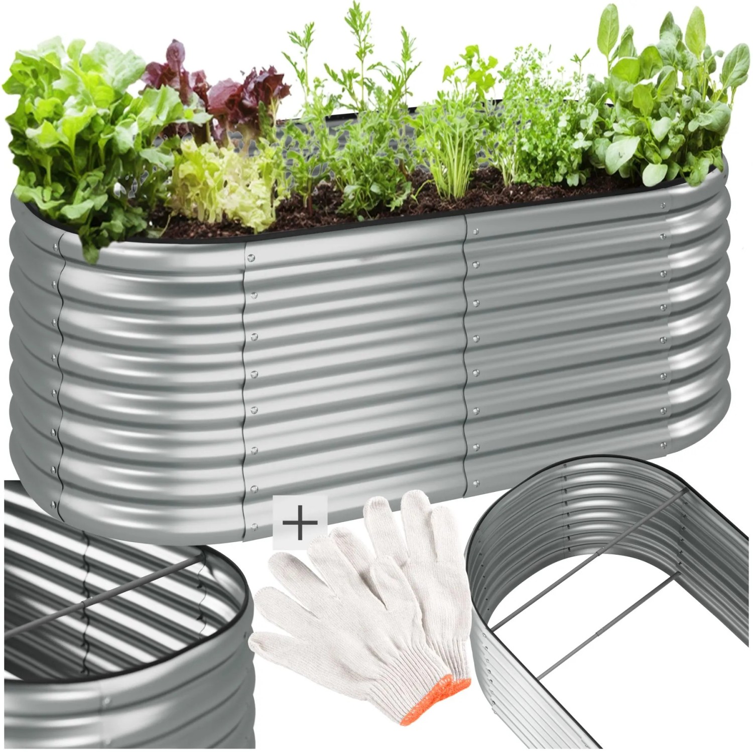 Tectake Hochbeet Flormma Aus Verzinktem Stahl 603 Liter Fassungsvermögen  80 x 160 x 60 cm Silber