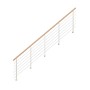 StarWood Metallgeländer Kos, 250cm, mit Buchenhandlauf, weißen Pfosten und Edelstahlstäben.