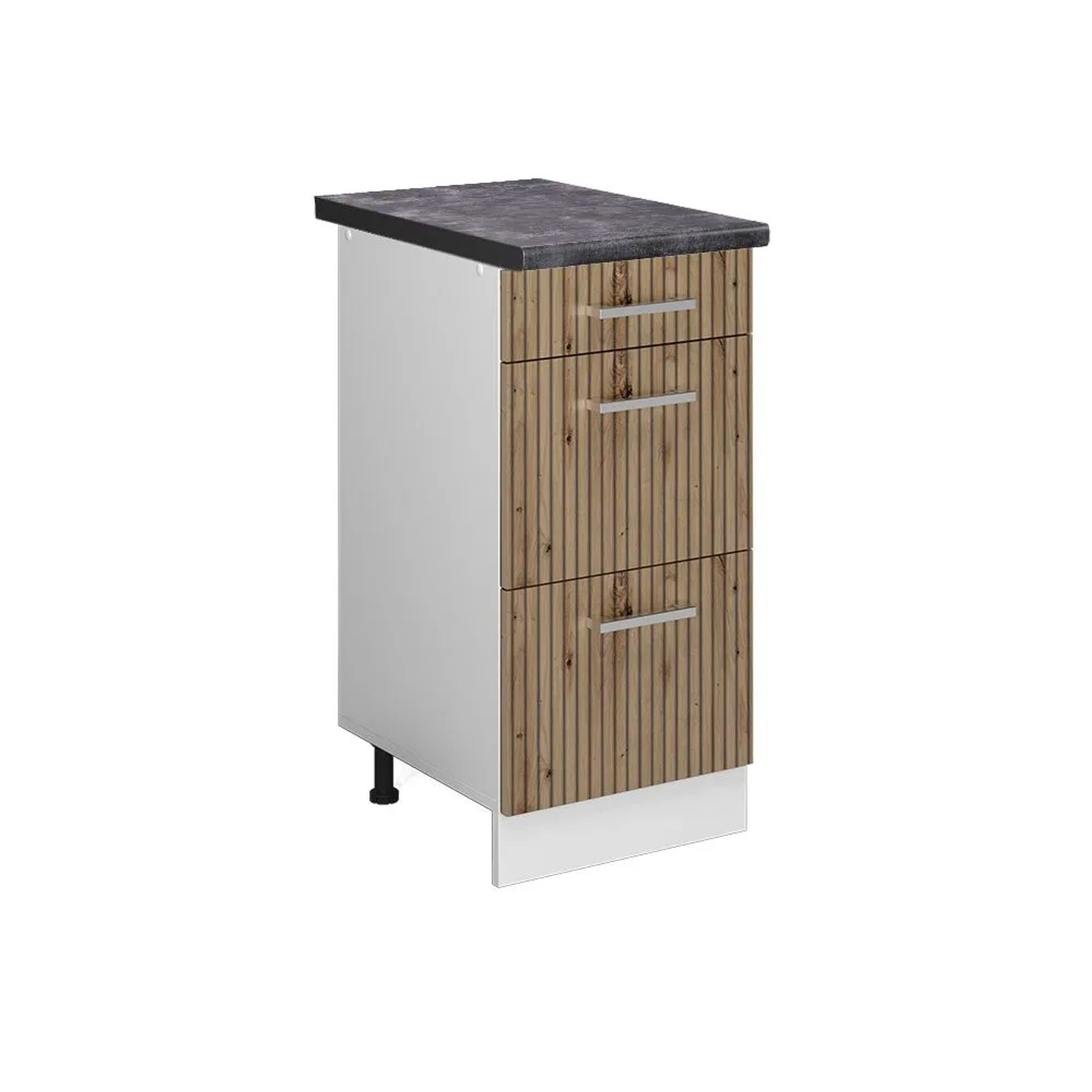 Vicco Küchenunterschrank R-Line Artisan-Eiche Weiß 40 cm mit Schubladen AP Anthrazit
